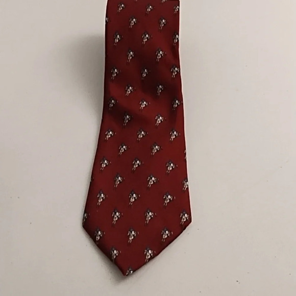 Gant Silk Polo Horse Print Tie Burgundy, Navy Tan - Picture 1 of 7